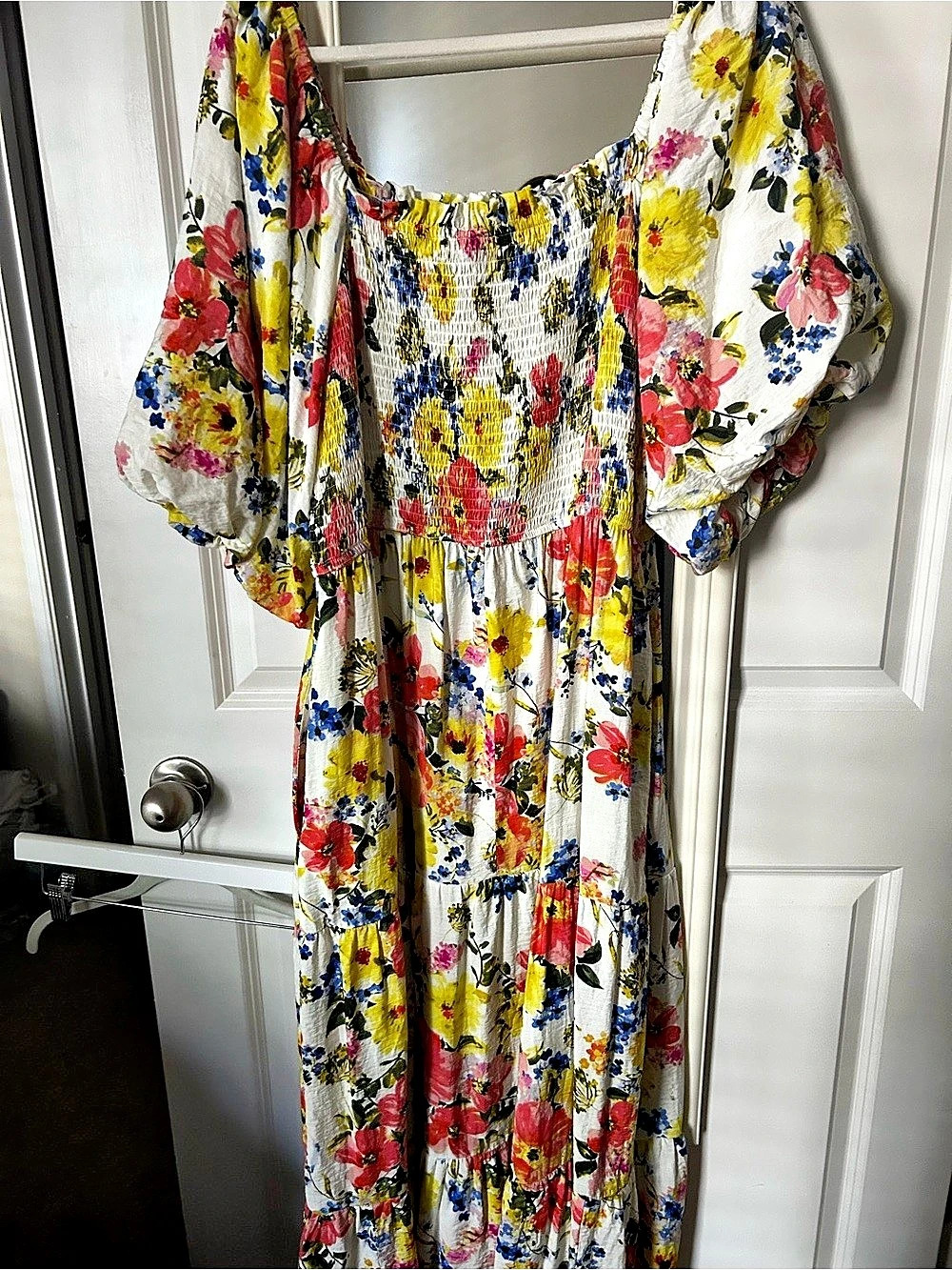 Floral Maxi Dress in White & Multicolor